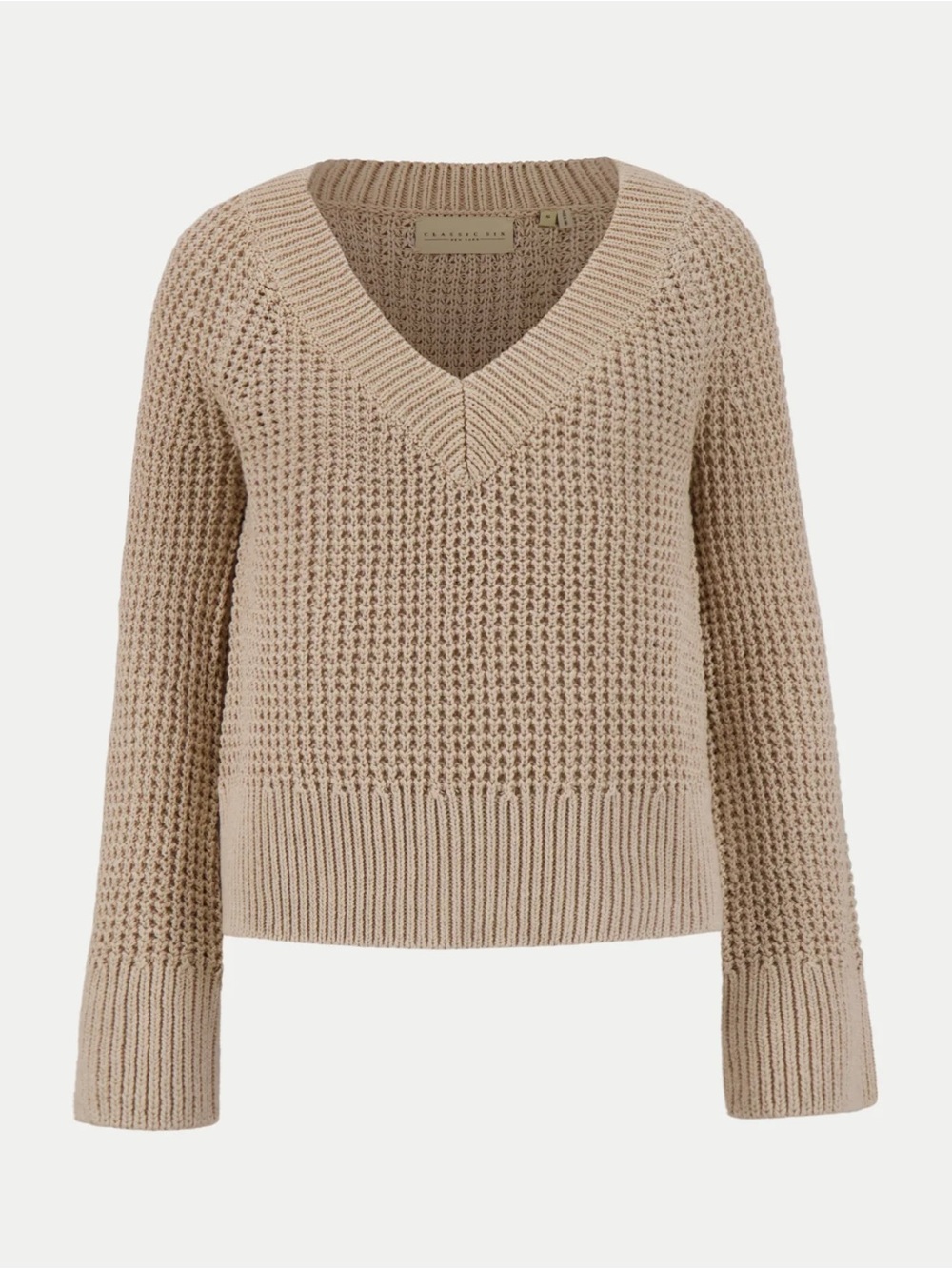 NEW CLASSIC SIX New York Brigitte Linen Knit Sweater Oatmeal Size Medium